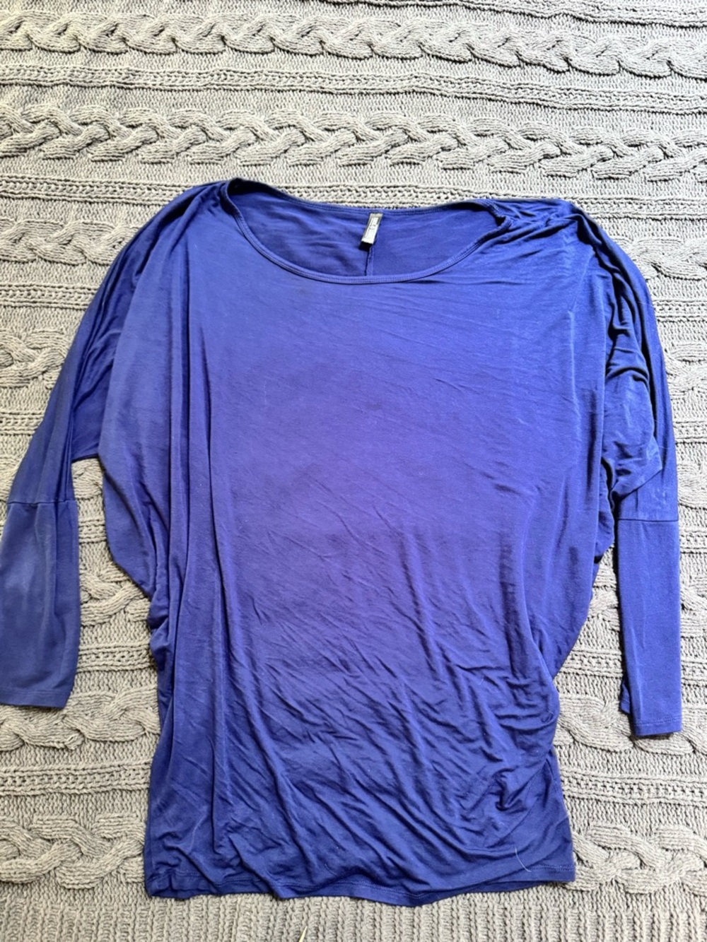Lock & Love Boatneck Long Sleeve Top - Navy Blue, XXL, Plus Size, Women
